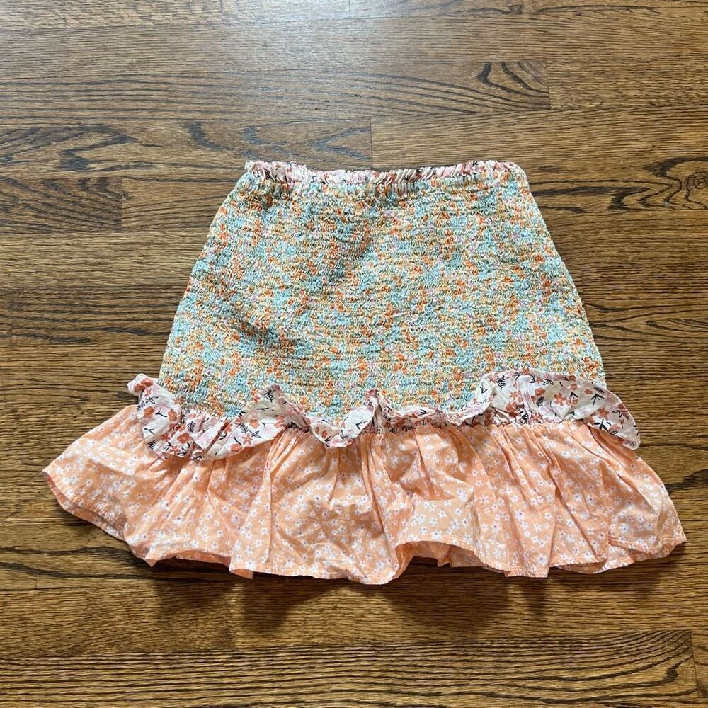 American Eagle Women's Multicolor Floral Smocked Ruffle Tiered Mini Skirt Small